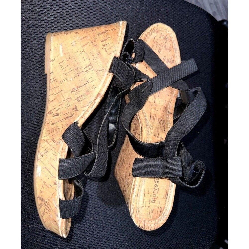 Montego bay strappy casual goddess Wedge sandals cork black